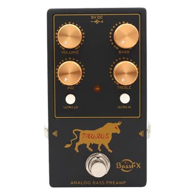 Fanmuzk TAURUS Bass Preamp Pedal 3-Band Active EQ + Ultra-Hi /Ultra-Lo Switches True Bypass