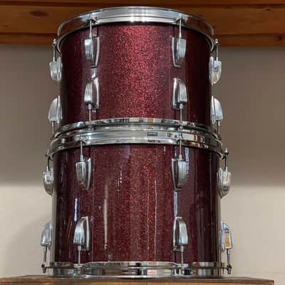 1970's Ludwig 3-Ply Burgundy Sparkle 15x26 13/14/16/18/26 Drum Kit Re-Wrap image 13