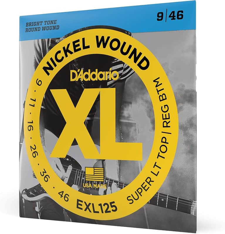 D'Addario Guitar Strings - XL Nickel Electric Guitar Strings - EXL125 - Perfect Intonation, Consistent Feel, Reliable Durability - For 6 String Guitars - 9-46 Super Light Top/Regular Bottom image 1