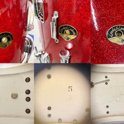 Vintage 1952 / 1953 Leedy & Ludwig 12/15/20 Drum Set in Red Sparkle image 8