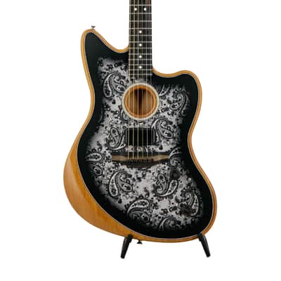 Fender FSR American Acoustasonic Jazzmaster AC Guitar w/bag, Ebony FB, Black Paisley, US231XXXX image 4