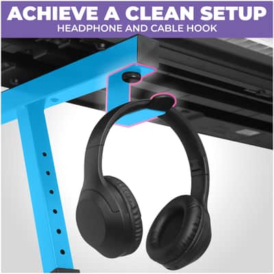Liquid Stands Z-Style Adjustable Height Piano Keyboard Stand with Straps & Headphone Hook - Fits 54-88 Key (Light Blue) image 5
