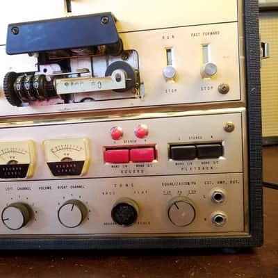 Oki 555 2-speed R2R 1/4" tape recorder stereo detachable AlNiCo speakers Japan 1960s - Black and Gold image 5