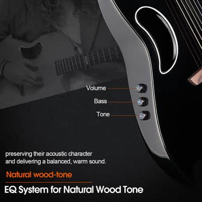 WINZZ Black Solid Spruce Top With Carbon Fiber Back Electro Acoustic Guitar - AFO300CE image 6