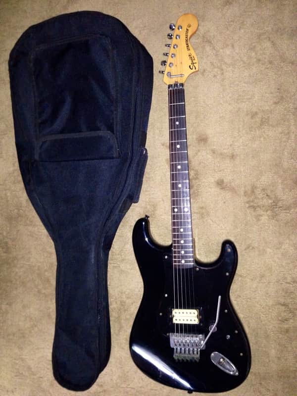 1984 Squier by fender 70's style sq STRATOCASTER black made in