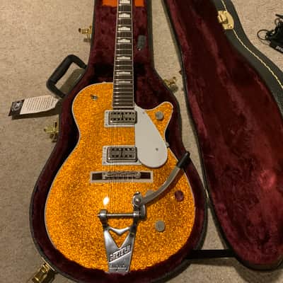 Gretsch G6129T-89 Vintage Select '89 Sparkle Jet with Gretsch Hardshell Case and all Case Candy 2025 Model in Gold Sparkle image 1
