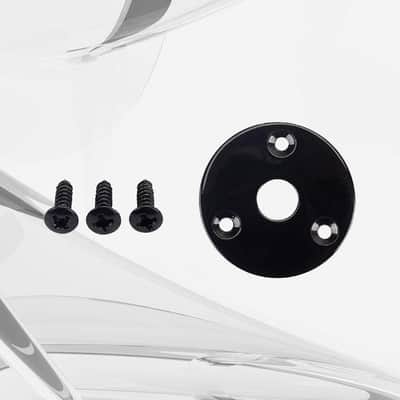 Round Guitar Jack Plate Indented 1/4 Inch Guitar Pickup Output Input Jack Socket Plate Metal Jack Plate with Screws for Electric Guitar Bass (Black) image 5