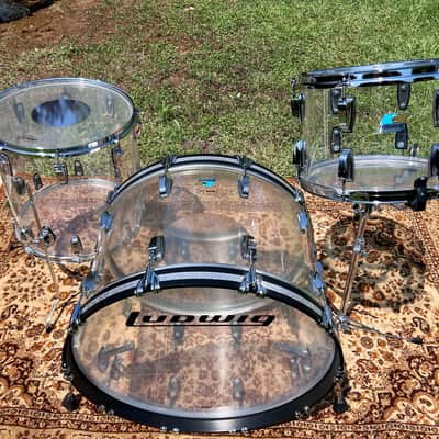 Ludwig Vistalite Clear Pro Beat 14x24/16x16/9x13 Acrylic Kit Drums Shell Pack image 2