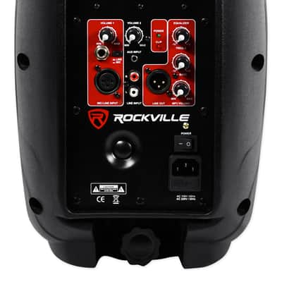 (2) Rockville BPA8 300 Watt 8" Powered Speakers+Mackie 5-Channel Mixer+Cables image 4