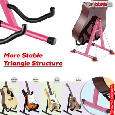 5 Core Guitar Stand A Frame w Soft Foam Arm Non Slip Rubber for Acoustic Electric Bass image 3