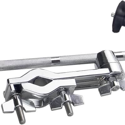 Cymbal L-Arm Rod Boom Arm with Mounting Clamp, 17.5" Splash Cymbal Arm with Bracket Holder Extension Attachment , 360°Cymbal Extension Mount Clamp Drum Set Accessories Silver image 1