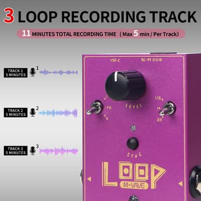 M-vave Loop Pedal for Electric Guitar,Stereo Looper Pedal with 3-Gear Speed Control, 3-Track 11 Mins Looper Recording Capacity, (Price includes the import duty for US buyer) image 4