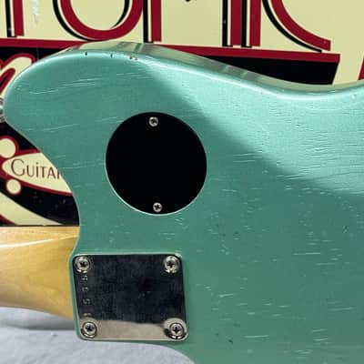 Maghini Guitars Skylark Baritone Guitar with COA + Gator Case 2023 - Lightly Aged Jade Metallic image 11