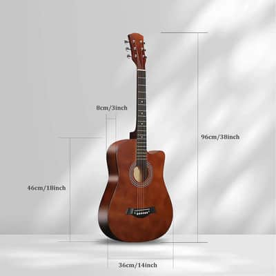 38'' Wood Acoustic Guitar for Adults, 6 Steel-String Acoustic Guitar With Guitar Bag and Beginner Kits for Beginner image 2