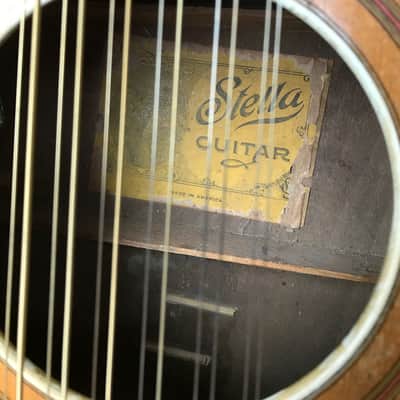 Vintage Stella 12 String Guitar 1930 Natural finish ORIGINAL image 6