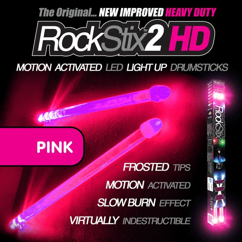 RockStix 2 HD Light-Up LED Drumsticks – Pink image 1