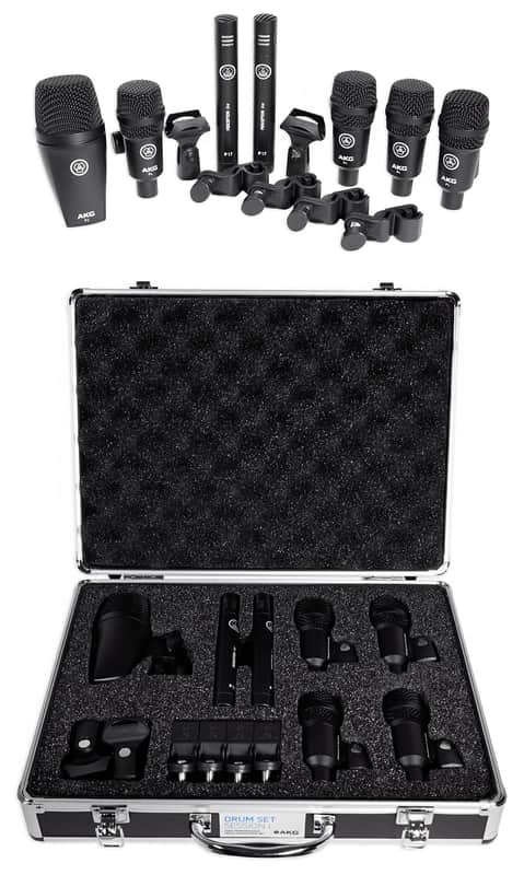 AKG Drum Set Session I (7) Microphone Kit w/ Bass/Overhead/Snare/Tom+Clamps+Case image 1