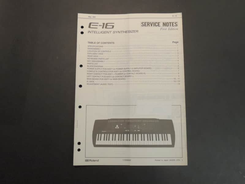 Roland E-16 Service Notes [Three Wave Music] image 1
