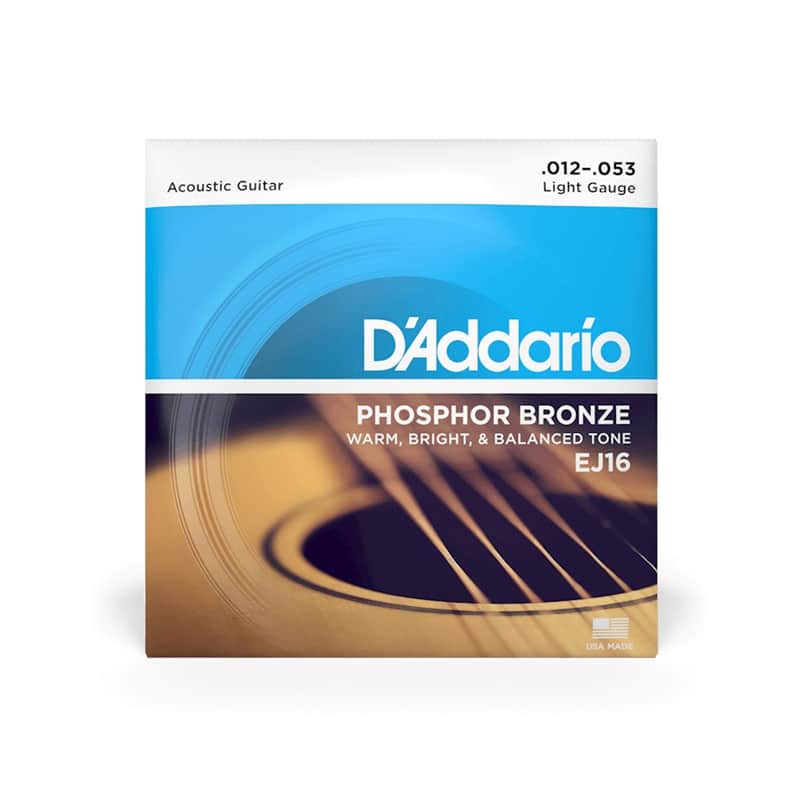 D'Addario EJ16 Light Gauge Phosphor Bronze Strings 12-53 image 1