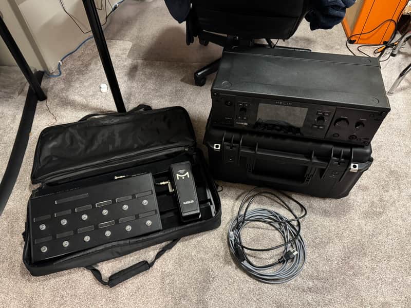 Line 6 Helix Rack with Controller + SKB rack case + pedal board + Mission expression pedal image 1