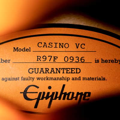 1997 Epiphone Casino Hollowbody Guitar Sunburst w/ Case, Peerless image 6