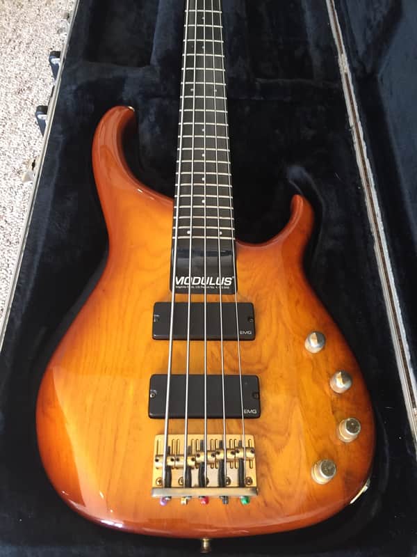 Modulus Quantum 5 1995 Dark Honeyburst with case EMG pickups image 1