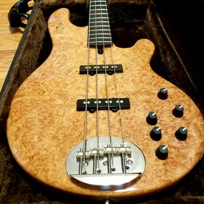 LAKLAND BASS - custom USA made 4 string, 35" scale, amazing A+++ burl maple top image 3