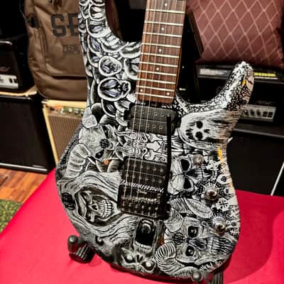 Sterling JP50 by Music Man “ Custom Al’s Paint SKULLS “ 2026 - Satin Black & Silver image 2
