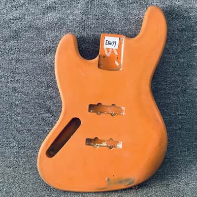 Orange Left Handed Basswood Jazz Bass Style DIY Project Body image 1