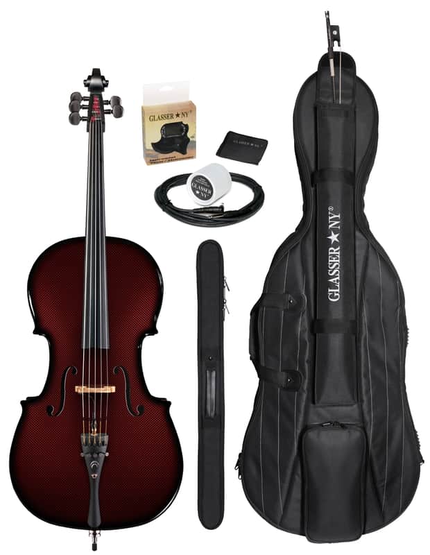 Glasser Carbon Composite Acoustic Electric 5-String Cello Outfit 4/4 size 2020s Red image 1
