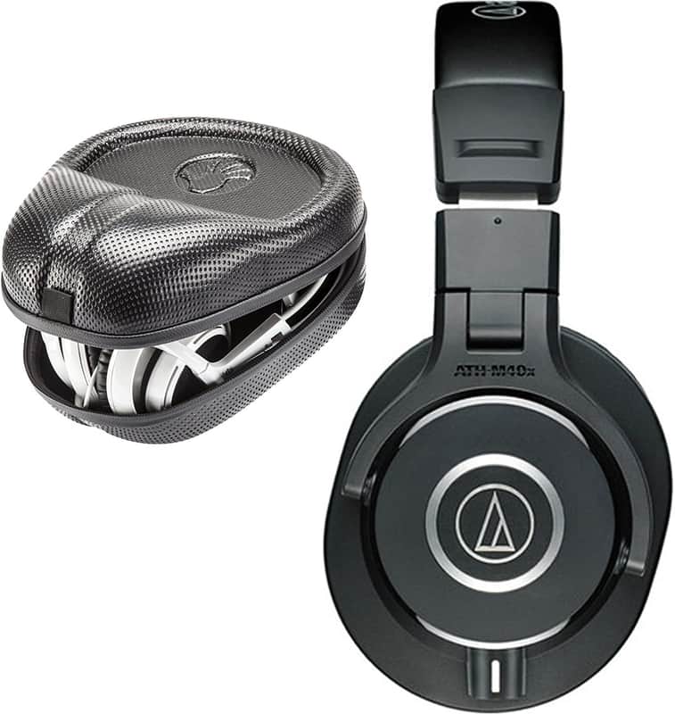 Audio-Technica ATH-M40x Monitor Headphones with SLAPPA SL-HP-07 Full Sized HardBody PRO Headphone Case image 1