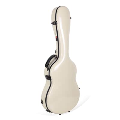 Crossrock Deluxe Fiberglass fits for Classical Guitar Case, 4/4 Full Size Acoustic Guitar Case-Ivory image 2