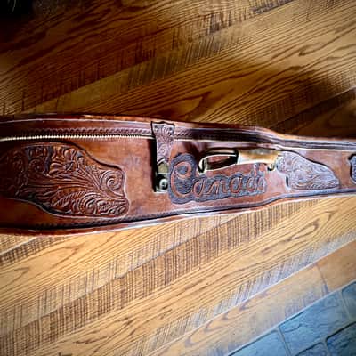 1950’s Western Motif Hand Tooled Custom Leather Dreadnaught Guitar Case image 4
