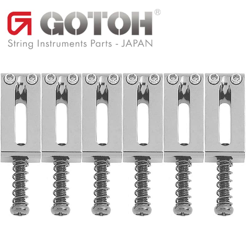 Gotoh S12C Set of 6 Brass Tremolo/Bridge Replacement Saddles 10.8mm Width CHROME image 1