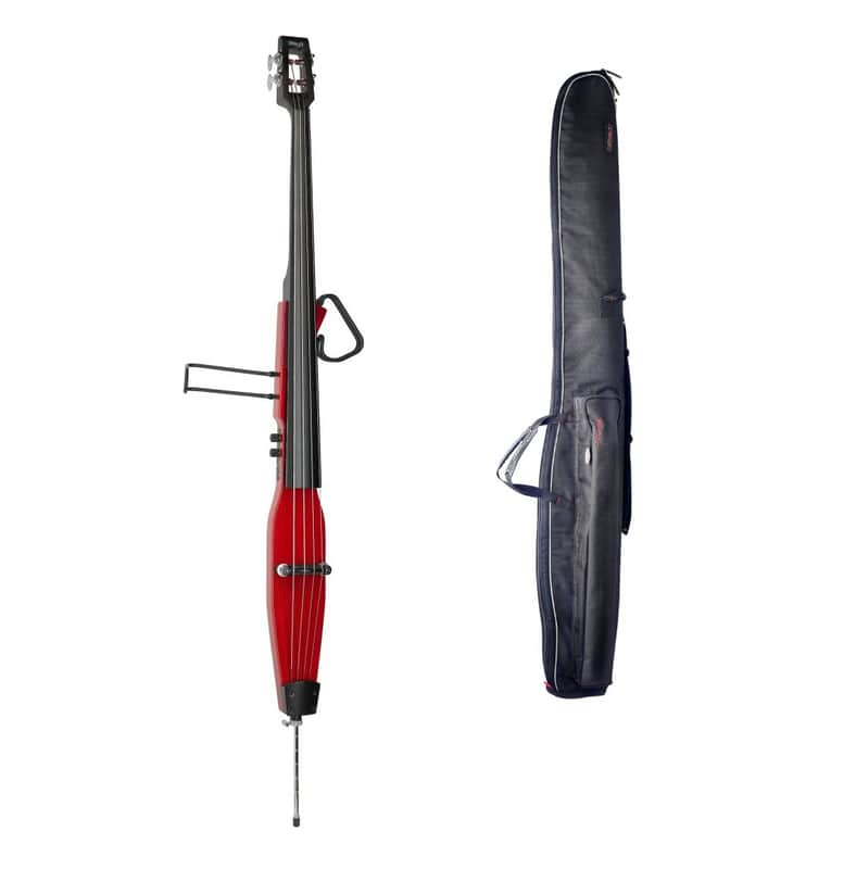 Stagg Electric Upright Stick Double Bass 3/4 Size Red w/ Gig Bag image 1