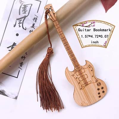 Guitar Bookmark with Tassel Bass Bookmarks for Men Women Book Lovers Bass Guitar Band Gifts for Men Women Book Marks Accessories Unique Music Lover Gifts 4pcs image 2