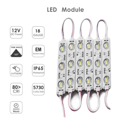 Led Module,Replacement Lights For Inflatables White 20Pcs 9.8 Ft 5730 Smd 150Lm Per Led Module Ip65 Waterproof Christmas Inflatables Light For Letter Sign With Tape Adhesive Backside (White Light) image 2