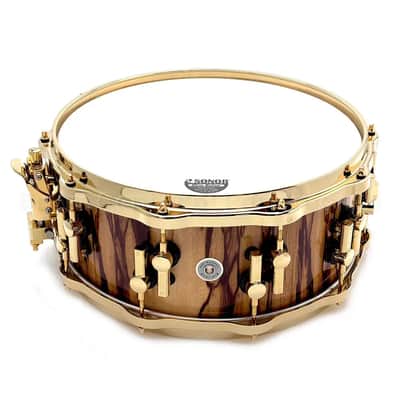 Sonor SQ2 Heavy Beech Snare Drum 14x6 African Marble Gloss w/Gold Hardware image 2