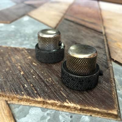 Real Life Relics Genuine Fender® Replacement Aged Nickel Top & Black Bottom Jazz J Bass® Concentric Knob Set image 4
