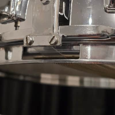 Pearl Stewart Copeland Chrome over brass model B4214 10 lug snare drum 1970s - Chrome image 5