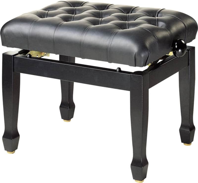 Highgloss black concert piano bench with fireproof black leather top image 1