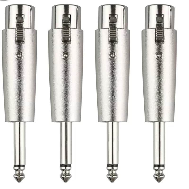 3Pin Xlr Female To 1/4" 6.35Mm Mono Male Plug Audio Cable Mic Adapter 4 Pack image 1