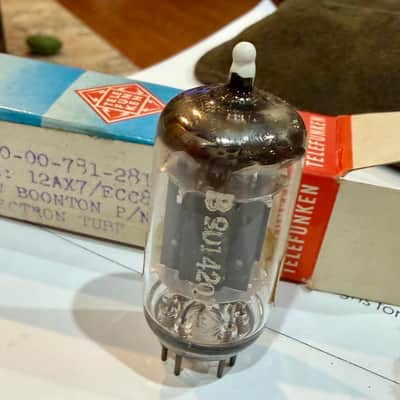 Rare White Tip NOS Pair of The Highest Medical Grade Telefunken 12ax7/ecc83 1952 made for Boonton image 7