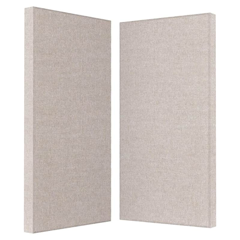 2 Thick Acoustic Panels With Hanging Hardware, 2 Pcs 47.2 X 23.6 Fiberglass Sound Absorbing Panels For Home Theater Church Office Wall, Linen image 1