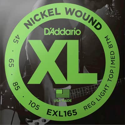 D'Addario EXL165 XL Regular Light Top/Medium Bottom Nickel 4-String Bass Strings, 45-105 Long Scale image 1