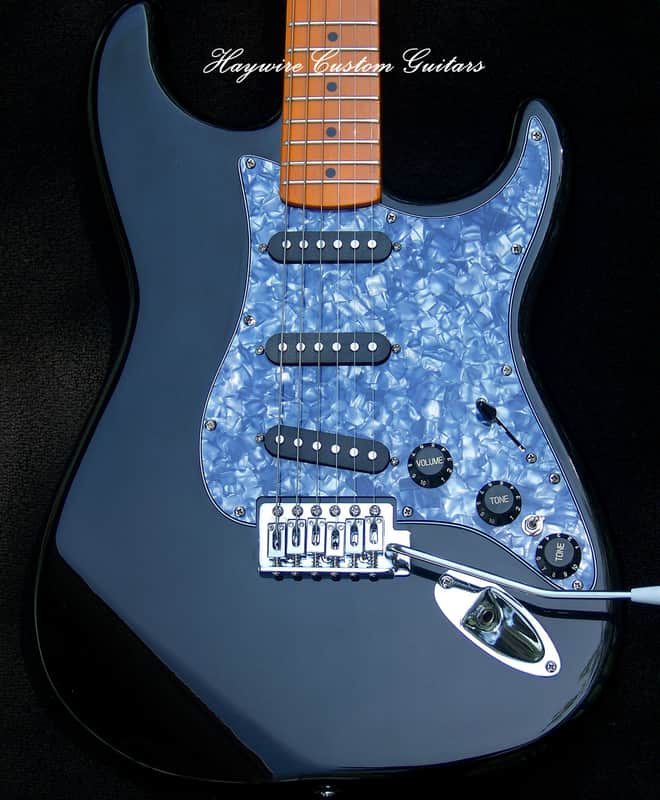 Mahogany Black Strat+7 Sound Switch+ Maple Neck w/Dual Action Truss Rod+Bridge Tone Control+TrebleBleed+Matched Custom Pickups+Leveled and Crowned Frets with Low Action Setup! image 1
