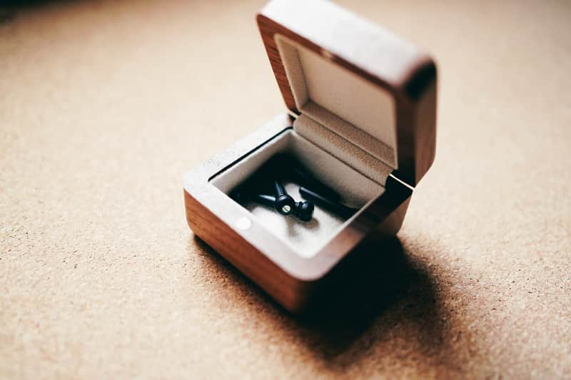 Premium Ebony Bridge Pins with Abalone Inlays & Walnut Wooden Box image 1