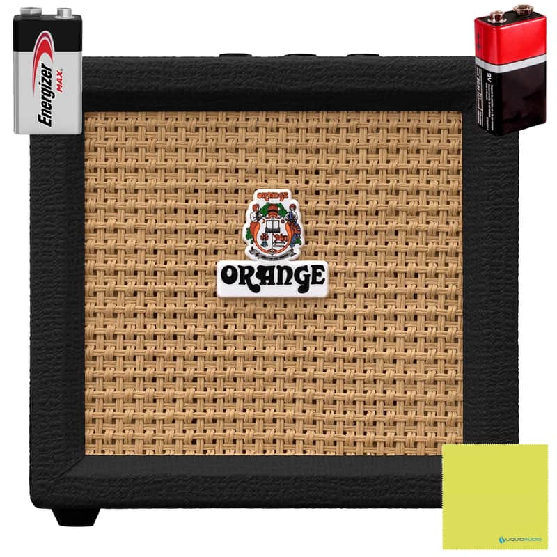 Amplification Crush Mini 3-Watt Battery Powered Guitar Combo Amplifier (Black) Bundle w/ 2 Batteries & Liquid Audio Polishing Cloth (4 Items) image 1