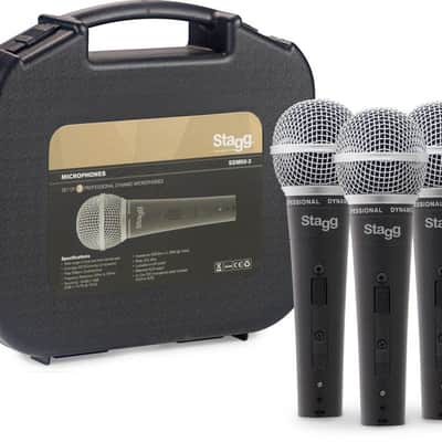 Stagg SDM50-3 Cardioid Dynamic Live Vocal Instrument Microphone Mic 3-Pack image 1