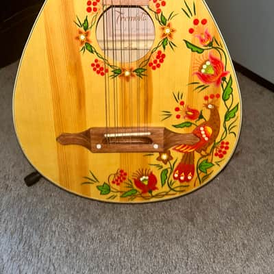 Trembita K-58 Kobza 7-Course / 14-String Ukrainian Folk Lute 2015 Hand-Painted w/ Case image 6